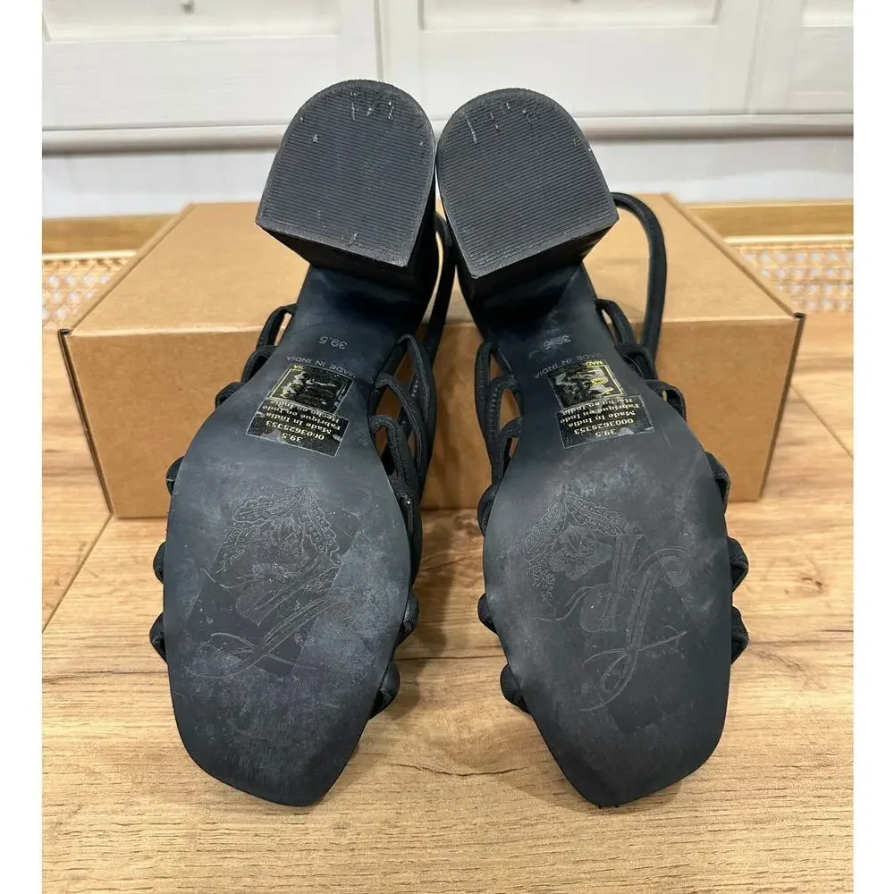 Free People Black Strappy Block Heel Sandals - Picture 12 of 14